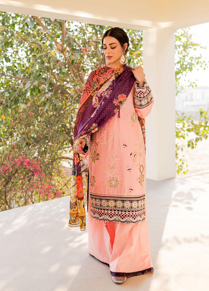 Naayas Embroidered Lawn Suits Unstitched 3 Piece NA23SL Pink Villa - Summer Collection