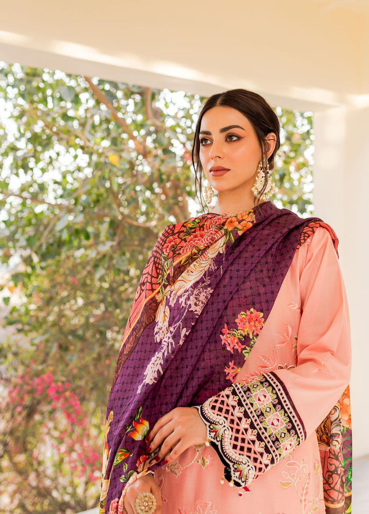 Naayas Embroidered Lawn Suits Unstitched 3 Piece NA23SL Pink Villa - Summer Collection