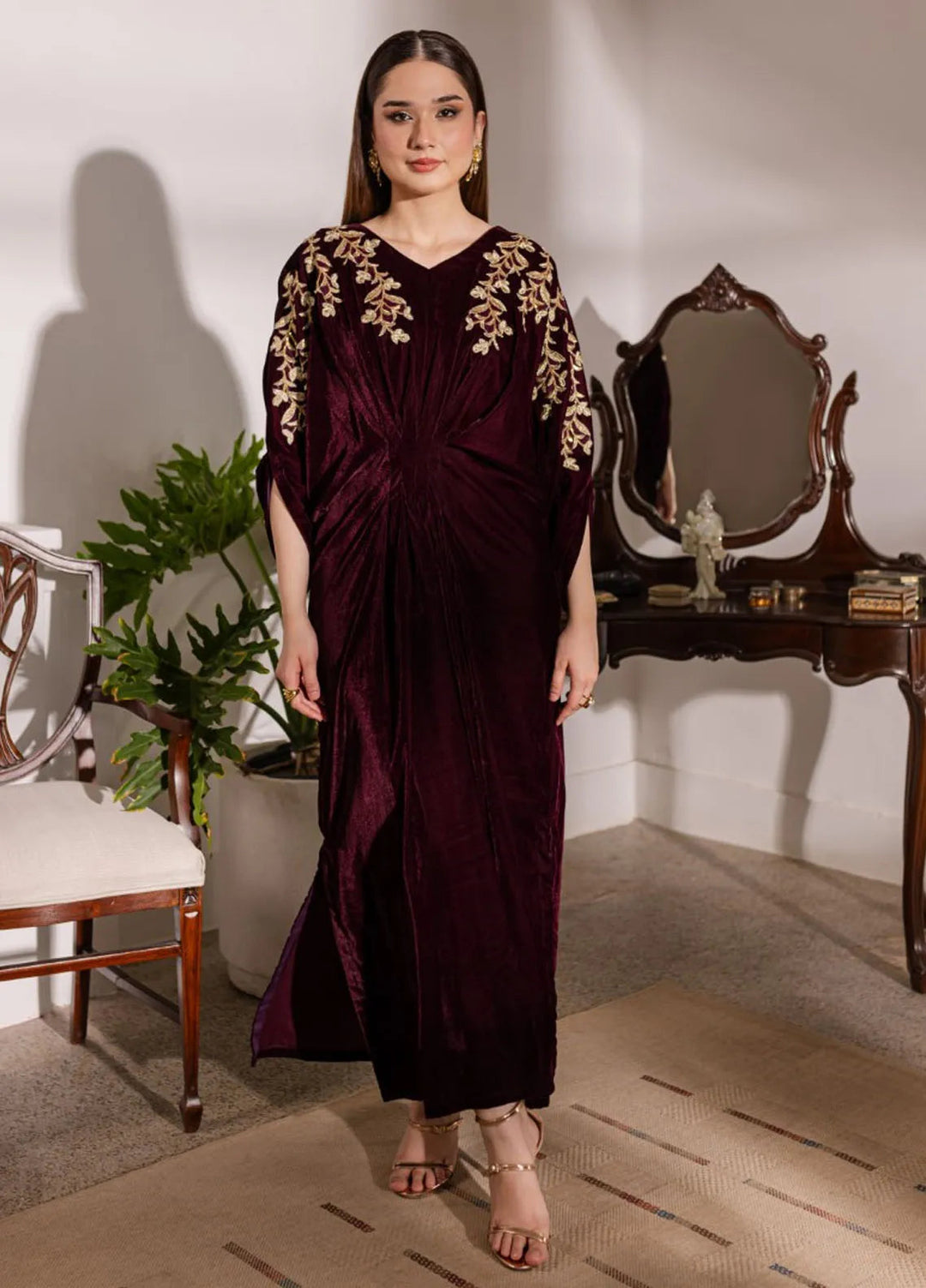 Naayas Luxury Pret Embroidered Velvet Kaftan Anamika