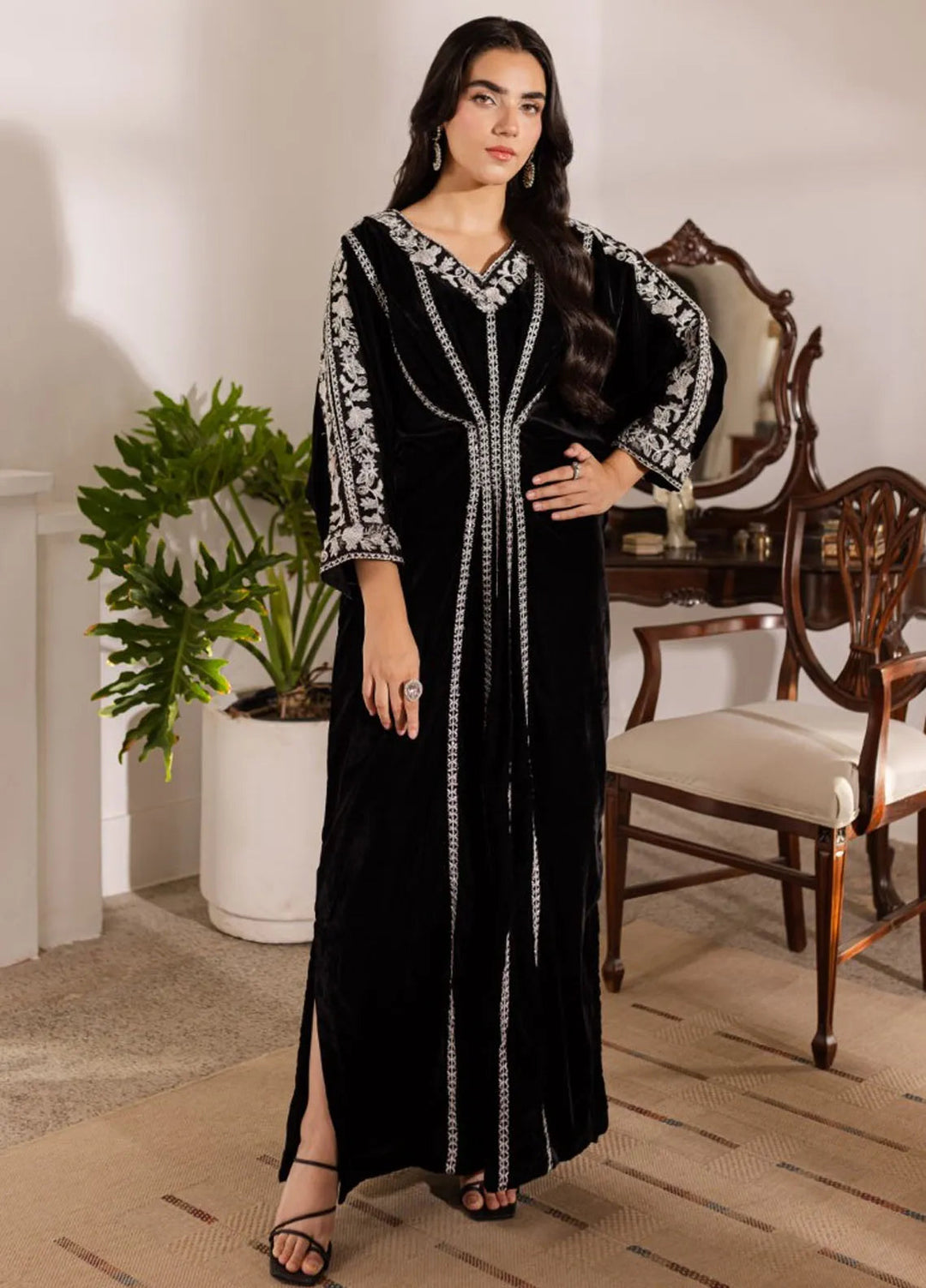 Naayas Luxury Pret Embroidered Velvet Kaftan Ravera