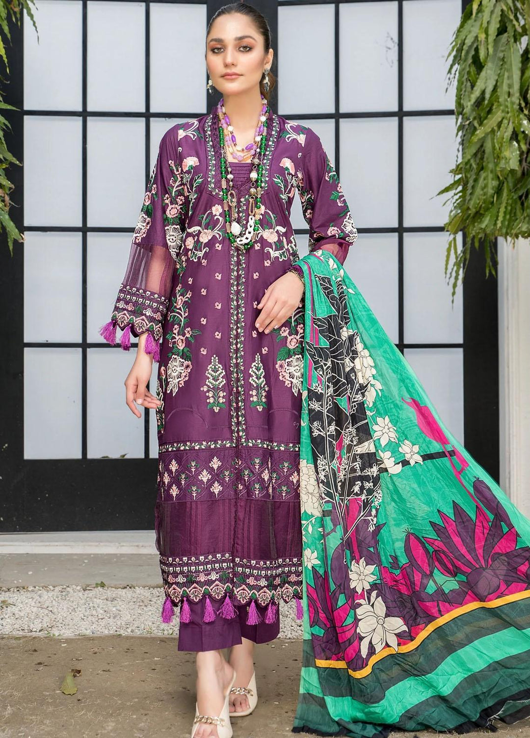 Naayas Luxury Pret  Lawn Shirt Belizey Purple