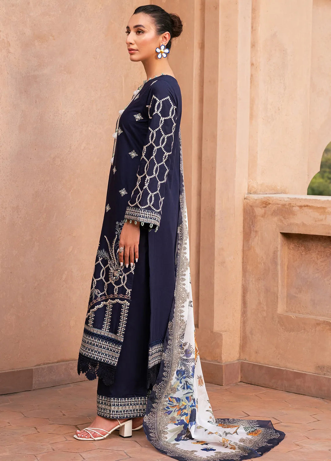 Naayas Pret Embroidered Lawn 3 Piece Suit Sapphire