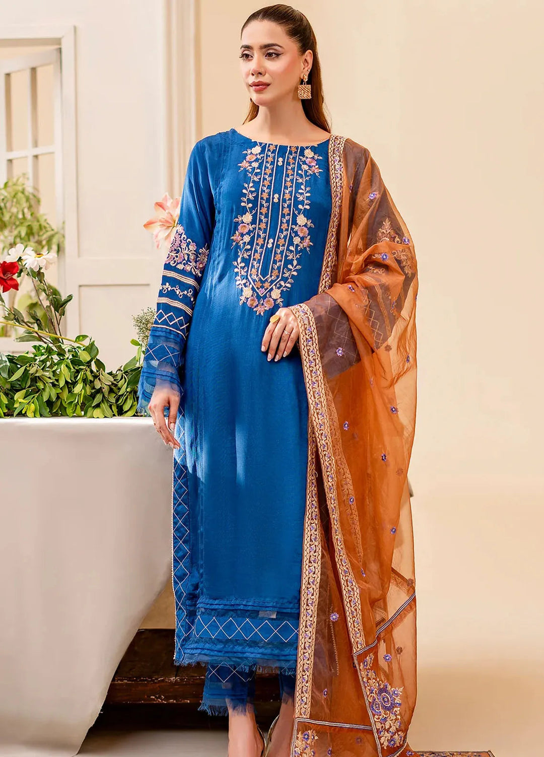Naayas Pret Embroidered Silk 3 Piece Suit Feroza