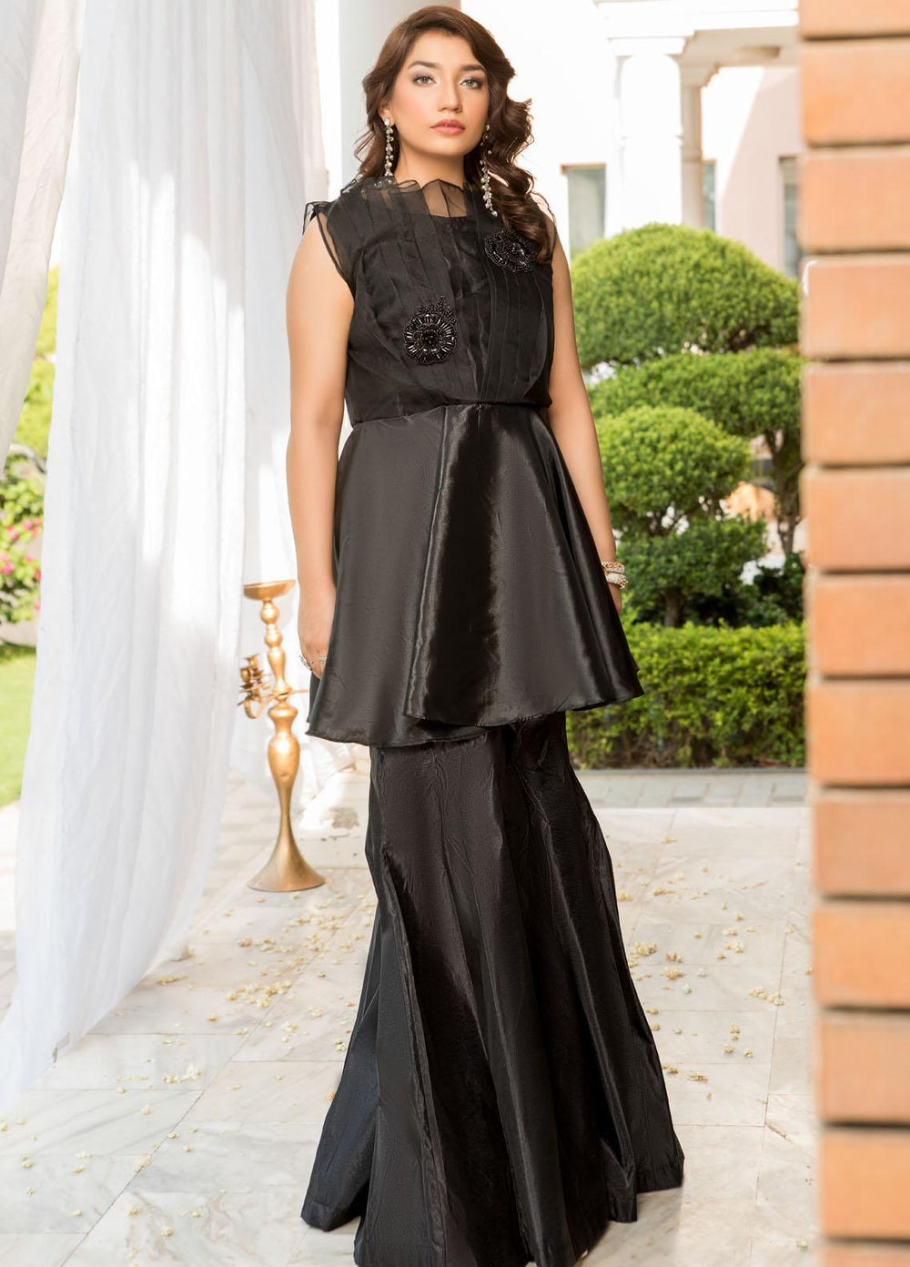 Naayas Luxury Pret  Organza Peplum Peplum Black