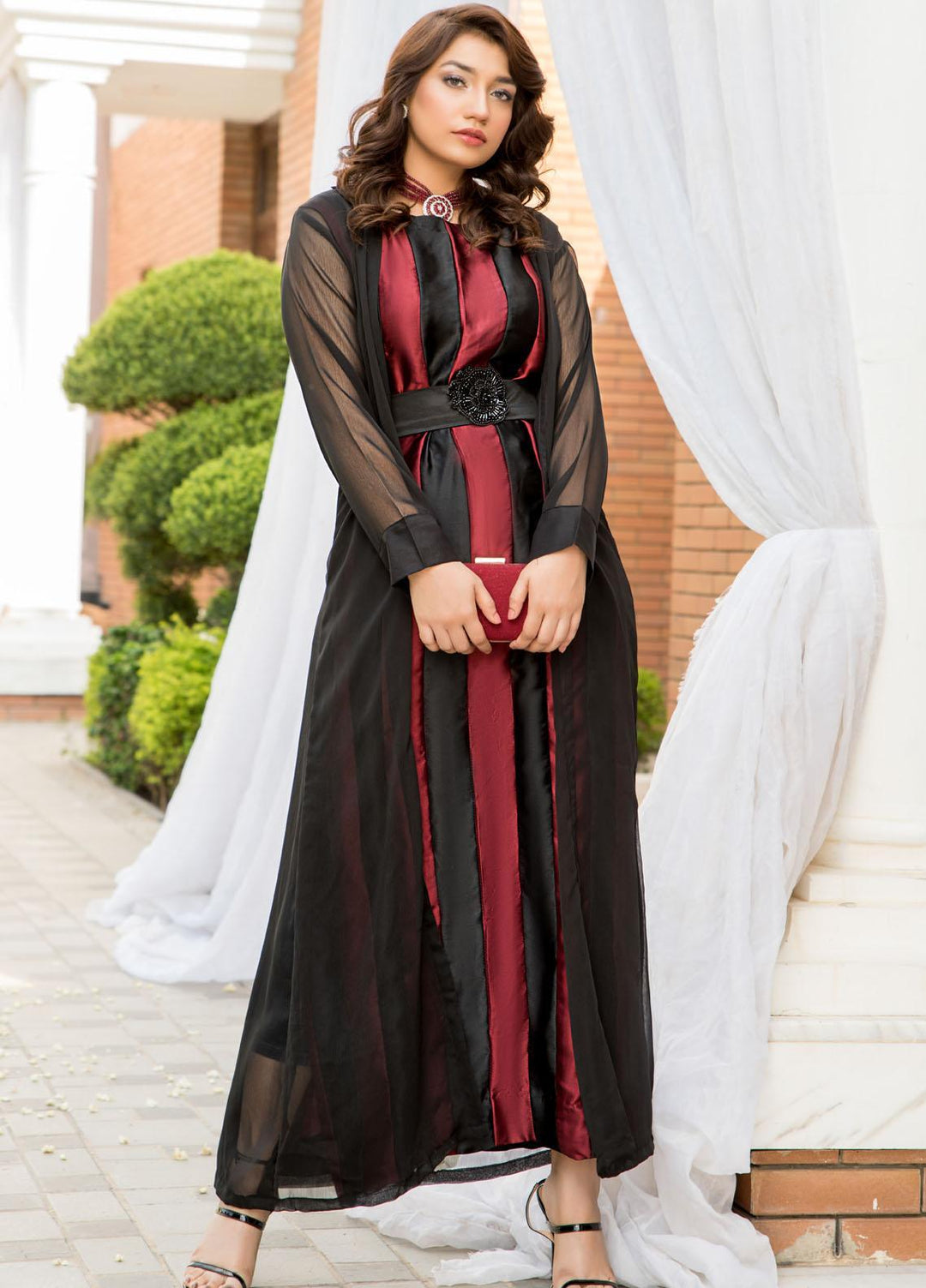 Naayas Luxury Pret  Silk 2 Piece Dress Dhalia Maroon