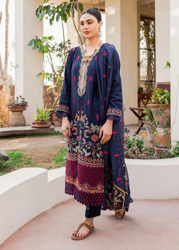 Naayas Embroidered Lawn Suits Unstitched 3 Piece NS23E Jardin Blue - Eid Collection