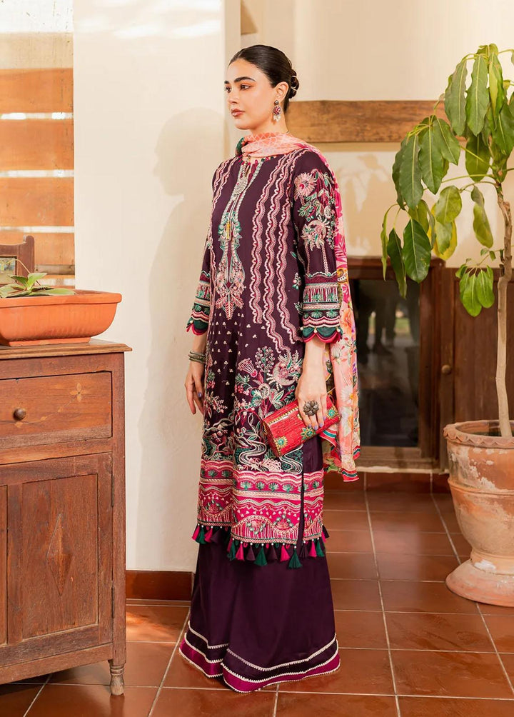 Naayas Embroidered Lawn Suits Unstitched 3 Piece NS23E Marakech Purple - Eid Collection