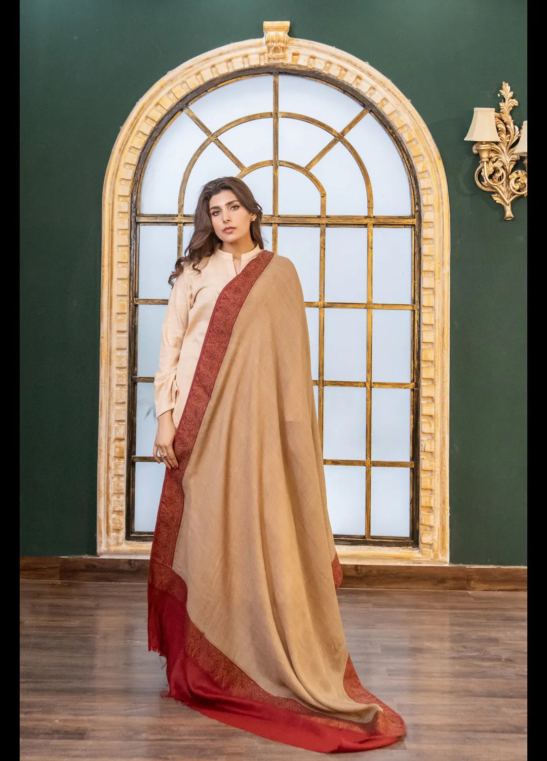 Naaz Couture Embroidered Wool Shawl Embroidered Pashmina