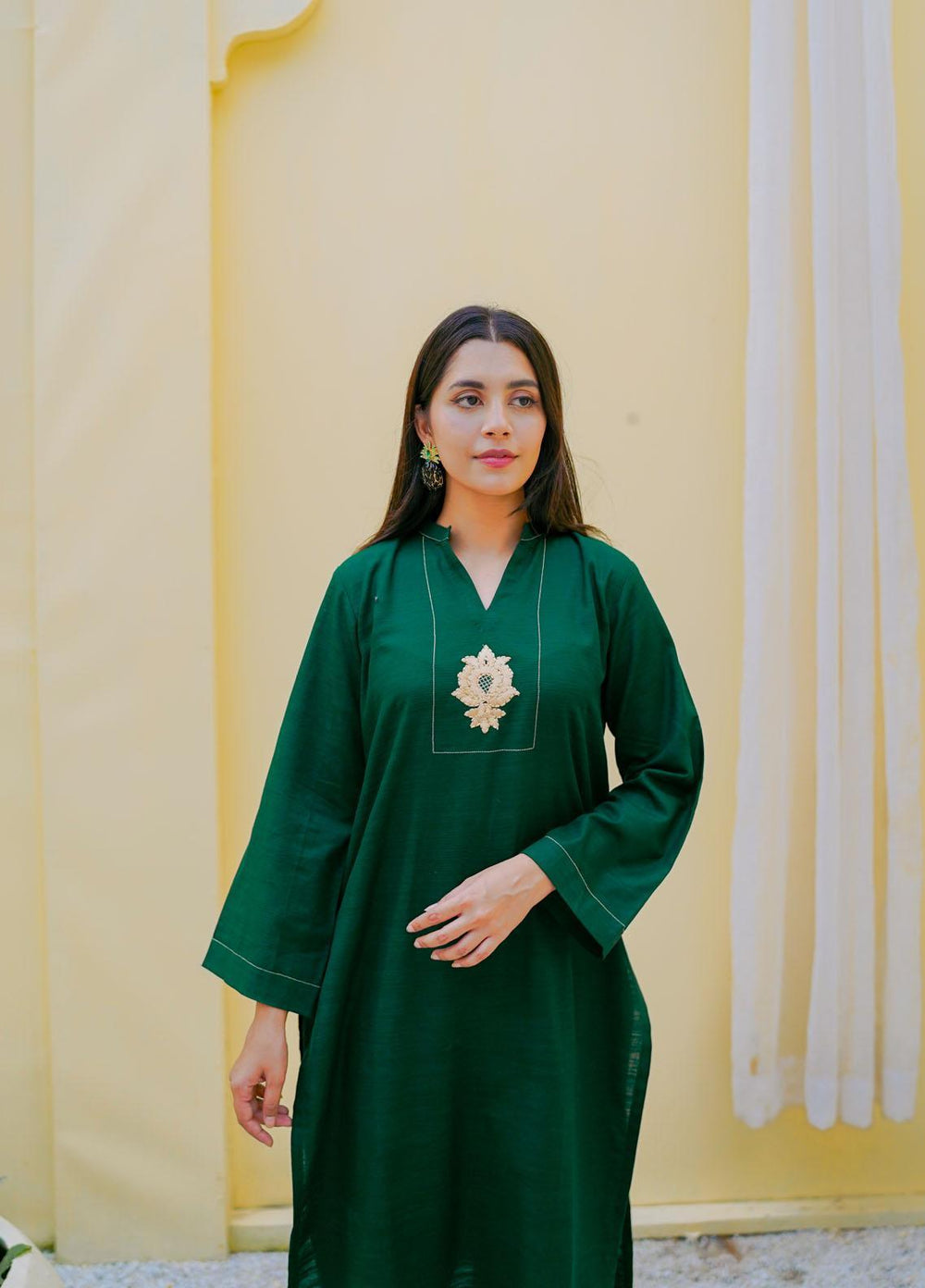 Naaz Couture Casual Pret  Khaddar 2 Piece Suit NC22WBE Bottle Green