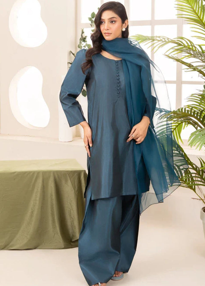 Naaz Couture Pret Embroidered Silk 3 Piece Suit Farshi-Dark Teal