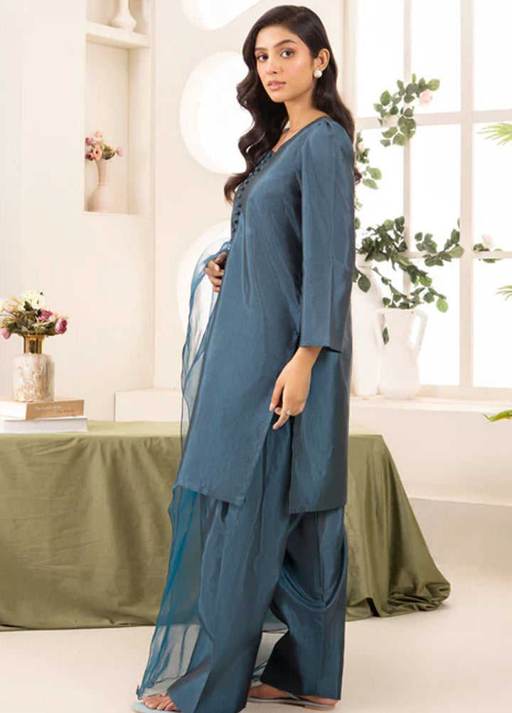 Naaz Couture Pret Embroidered Silk 3 Piece Suit Farshi-Dark Teal