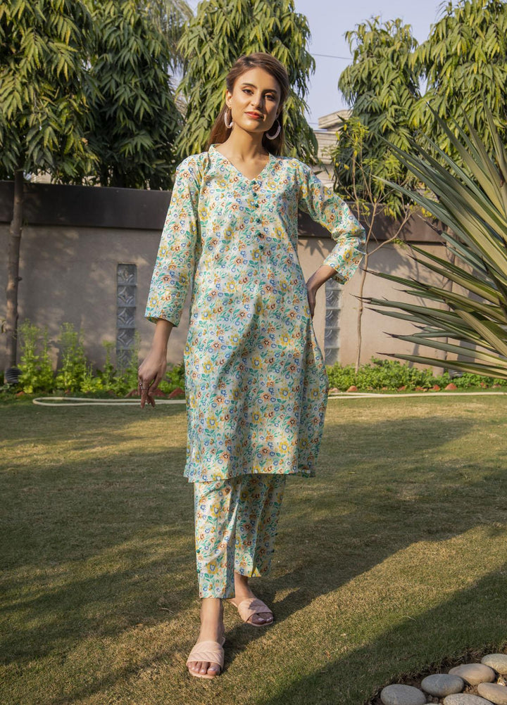 Naaz Couture Casual Pret  Lawn 2 Piece Suit NC23FP Floral (Green)