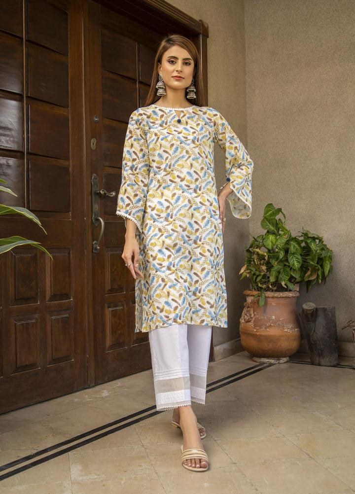 Naaz Couture Casual Pret  Lawn Shirt NC23FP Yellowish Blue