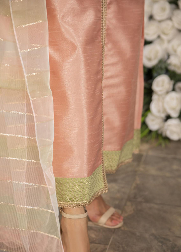 Naaz Couture Pret Embroidered Raw Silk 3 Piece Suit Tea Pink