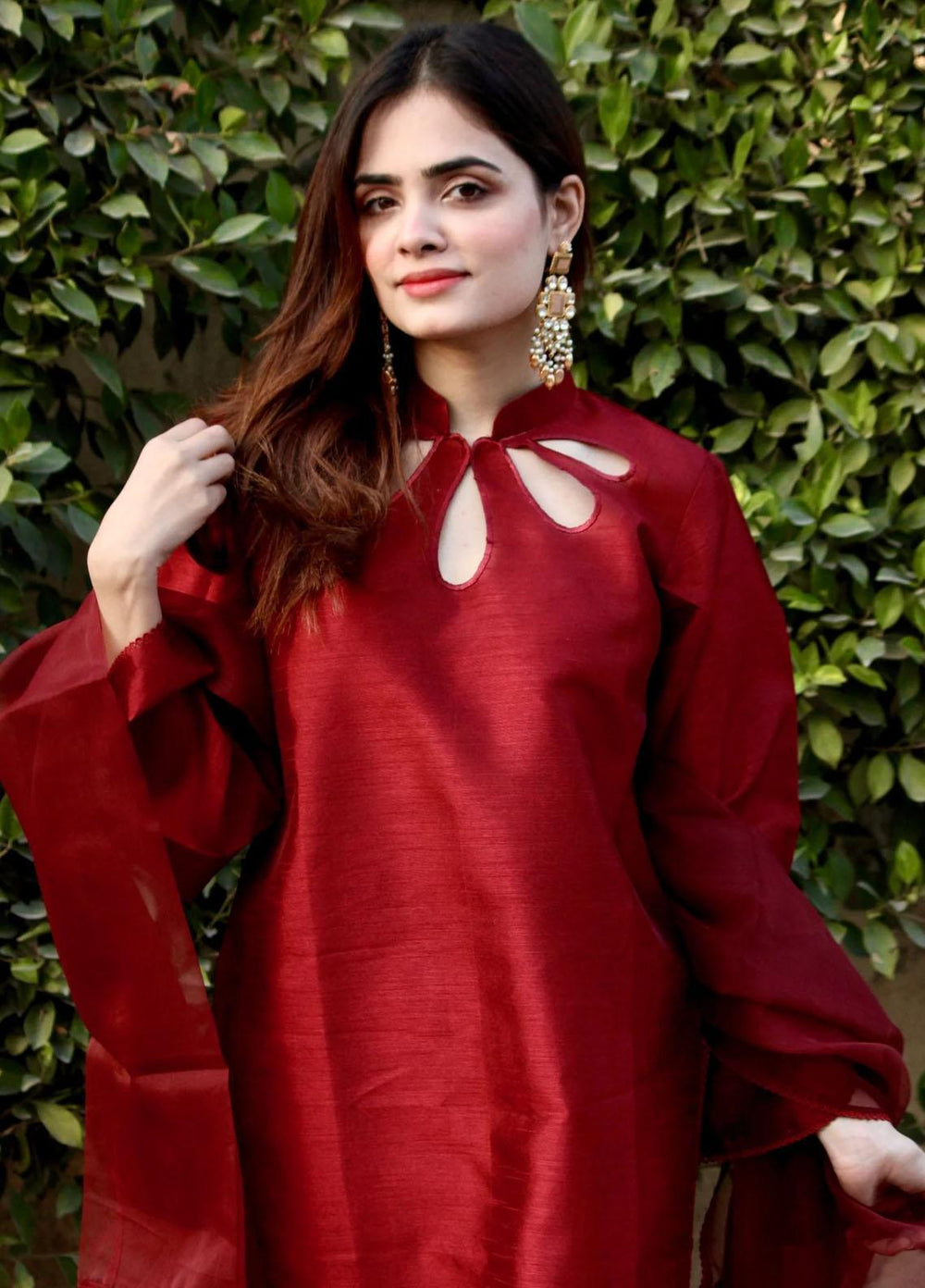Naaz Couture Luxury Pret  Raw Silk 3 Piece Suit NC23SF Maroon