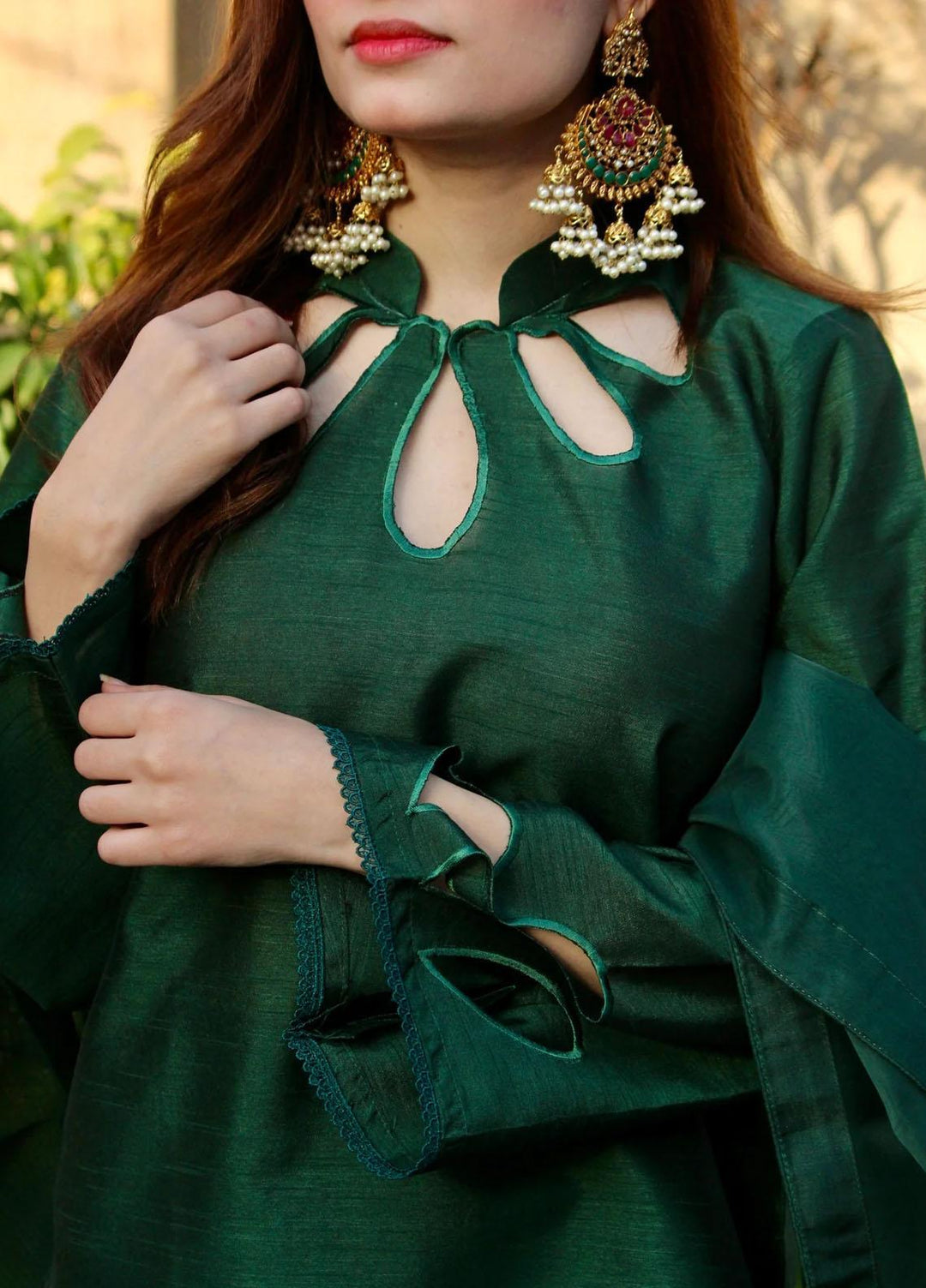 Naaz Couture Luxury Pret  Raw Silk 3 Piece Suit NC23SF Bottle Green