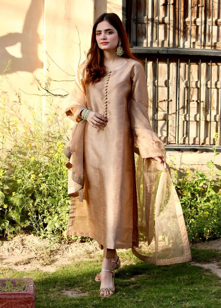 Naaz Couture Luxury Pret  Raw Silk 3 Piece Suit NC23SF Gold