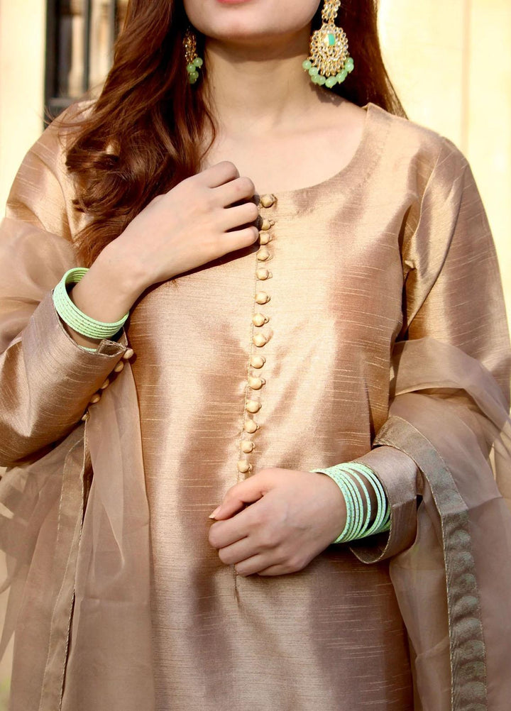 Naaz Couture Luxury Pret  Raw Silk 3 Piece Suit NC23SF Gold