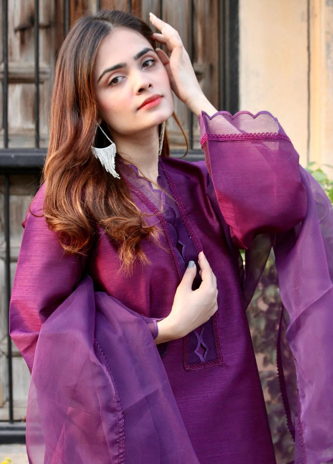 Naaz Couture Luxury Pret  Raw Silk 3 Piece Suit NC23SF Royal Purple