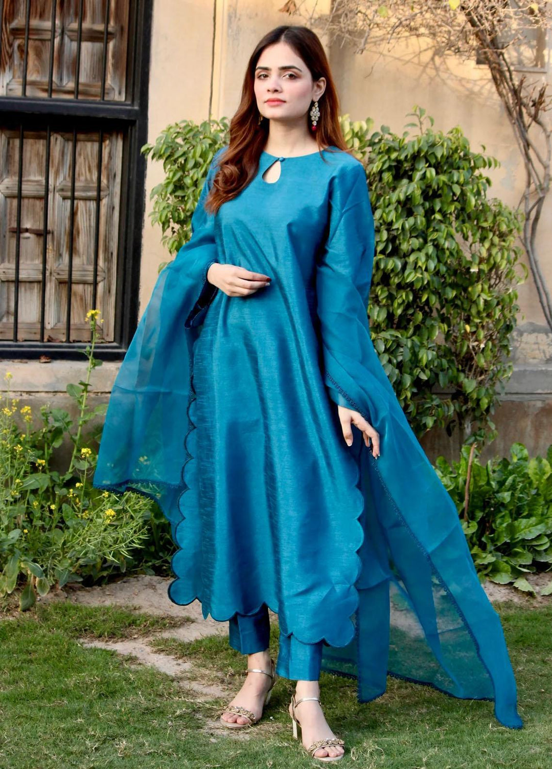 Naaz Couture Luxury Pret  Raw Silk 3 Piece Suit NC23SF Teal