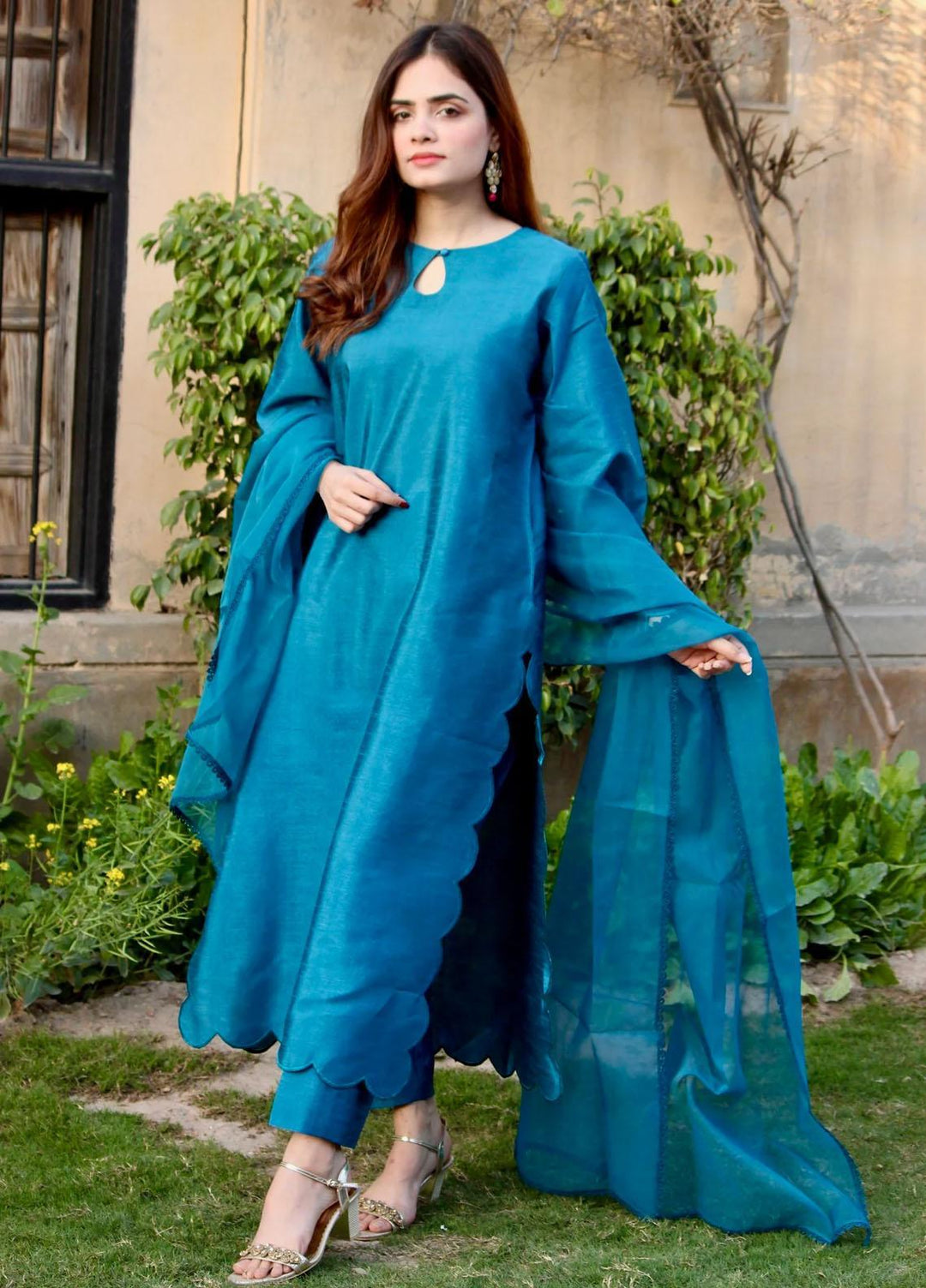 Naaz Couture Luxury Pret  Raw Silk 3 Piece Suit NC23SF Teal