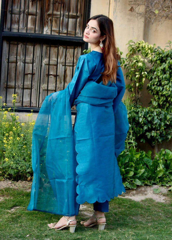 Naaz Couture Luxury Pret  Raw Silk 3 Piece Suit NC23SF Teal