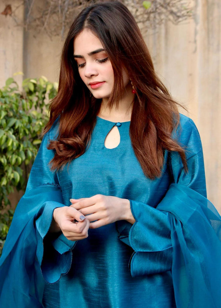 Naaz Couture Luxury Pret  Raw Silk 3 Piece Suit NC23SF Teal