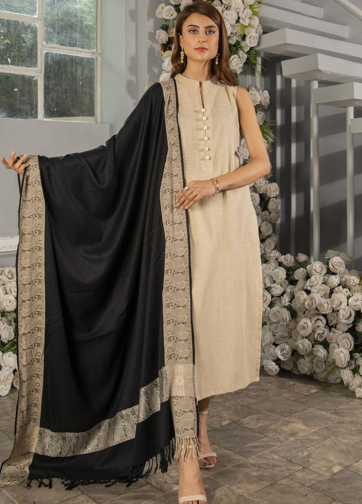 Naaz Couture   Black Jacquard Wool Shawl - Winter Shawls