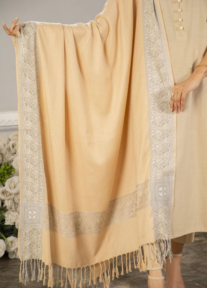 Naaz Couture   Beige Jacquard Wool Shawl - Winter Shawls
