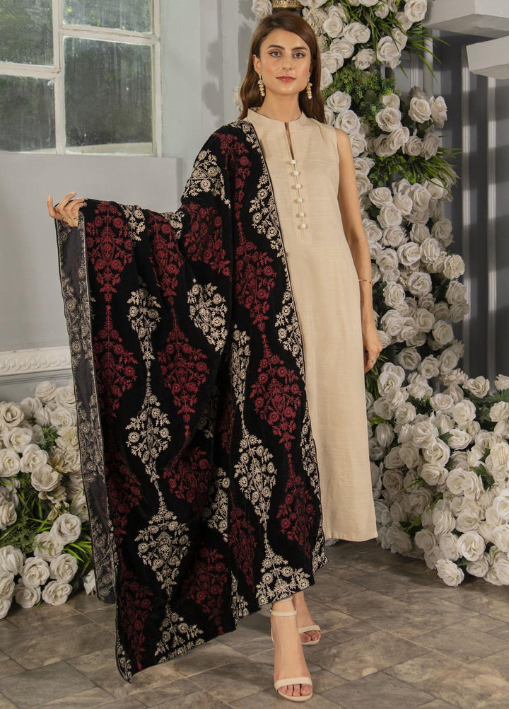 Naaz Couture   Black Embroidered Velvet Shawl - Winter Shawls
