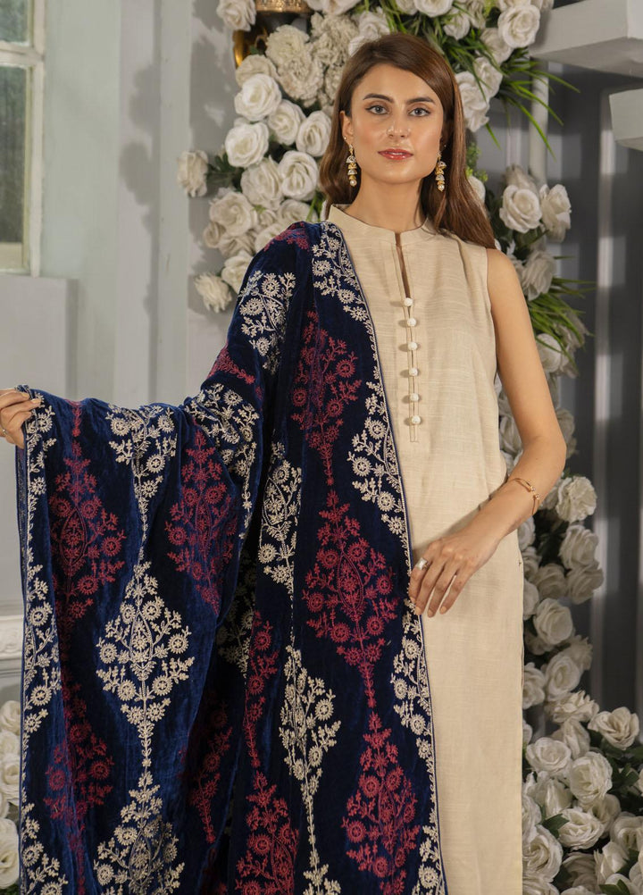 Naaz Couture   Navy blue Embroidered Velvet Shawl - Winter Shawls