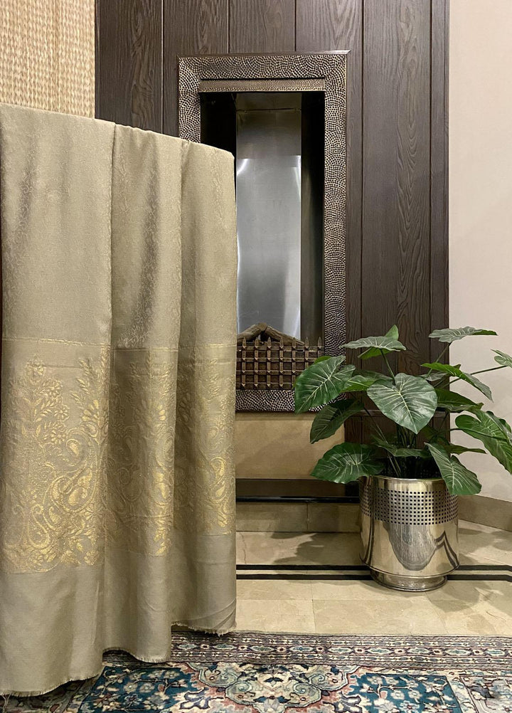 Naaz Couture  Wool  Shawls Beige Wool Zari-08 - Winter Wool Shawls