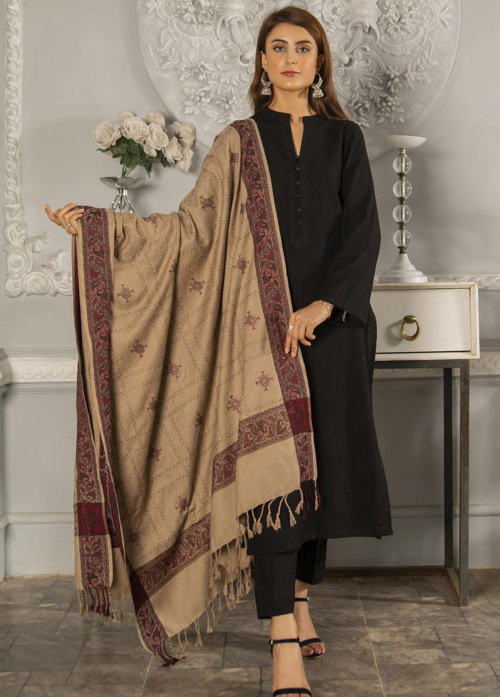 Naaz Couture   Beige Pashmina Wool Jacquard Shawl with embroidery - Winter Shawls