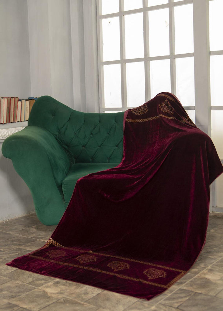 Naaz Couture  Velvet  Maroon Velvet Shawl With Stone Work - Women Shawls