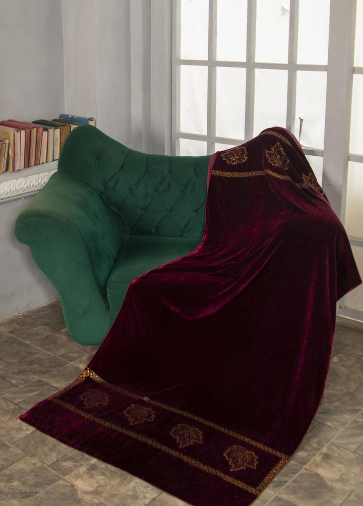 Naaz Couture  Velvet  Maroon Velvet Shawl With Stone Work - Women Shawls