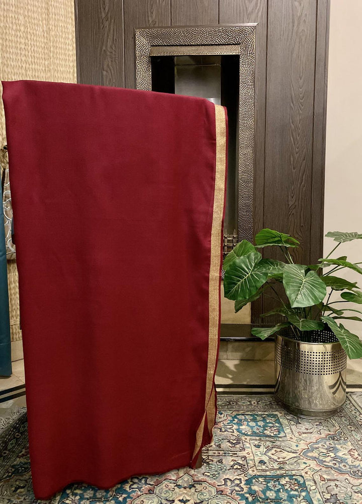 Naaz Couture Zari-35 Maroon Wool Pashmina Shawl - Winter Wool Shawls