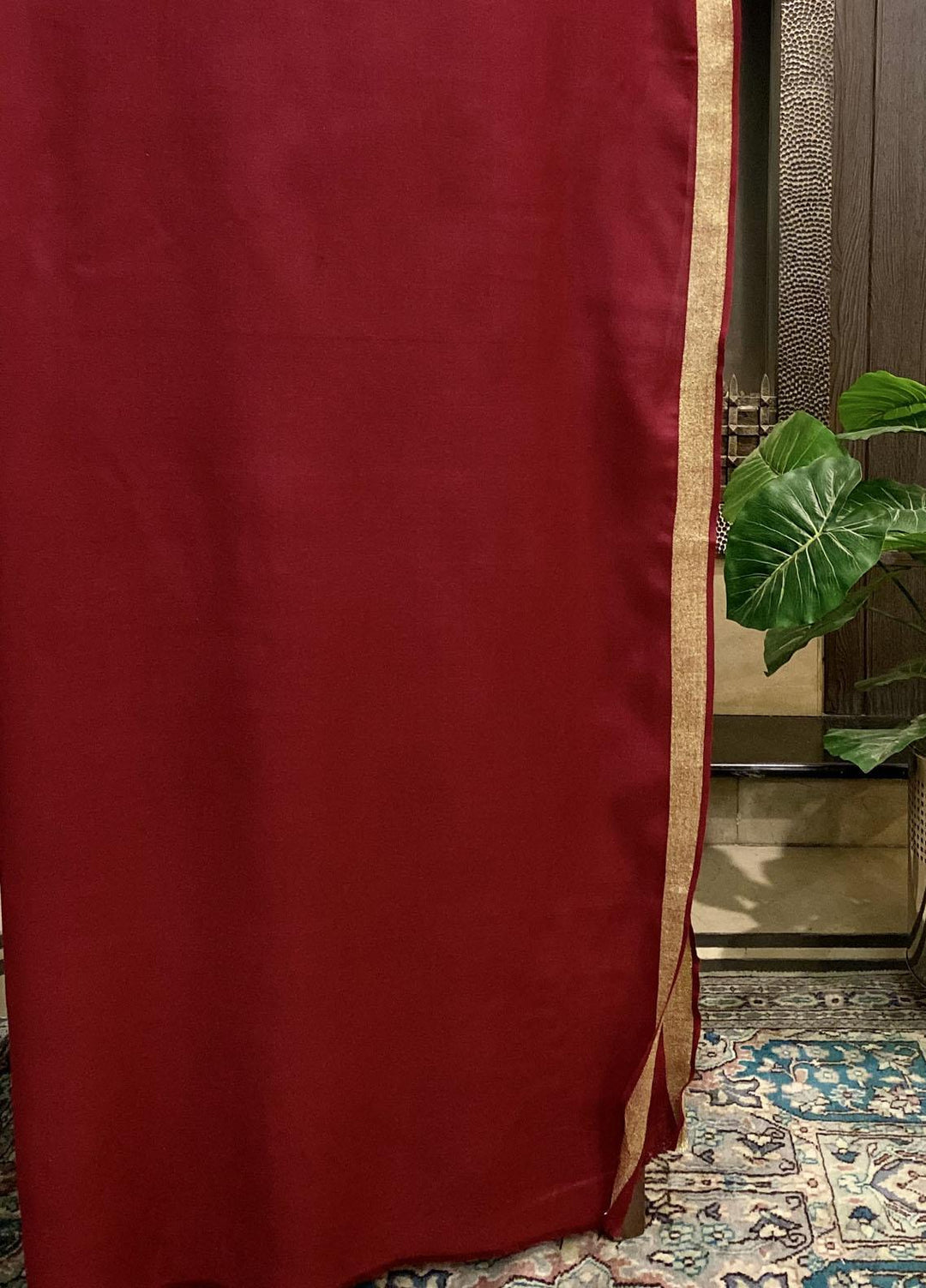 Naaz Couture Zari-35 Maroon Wool Pashmina Shawl - Winter Wool Shawls