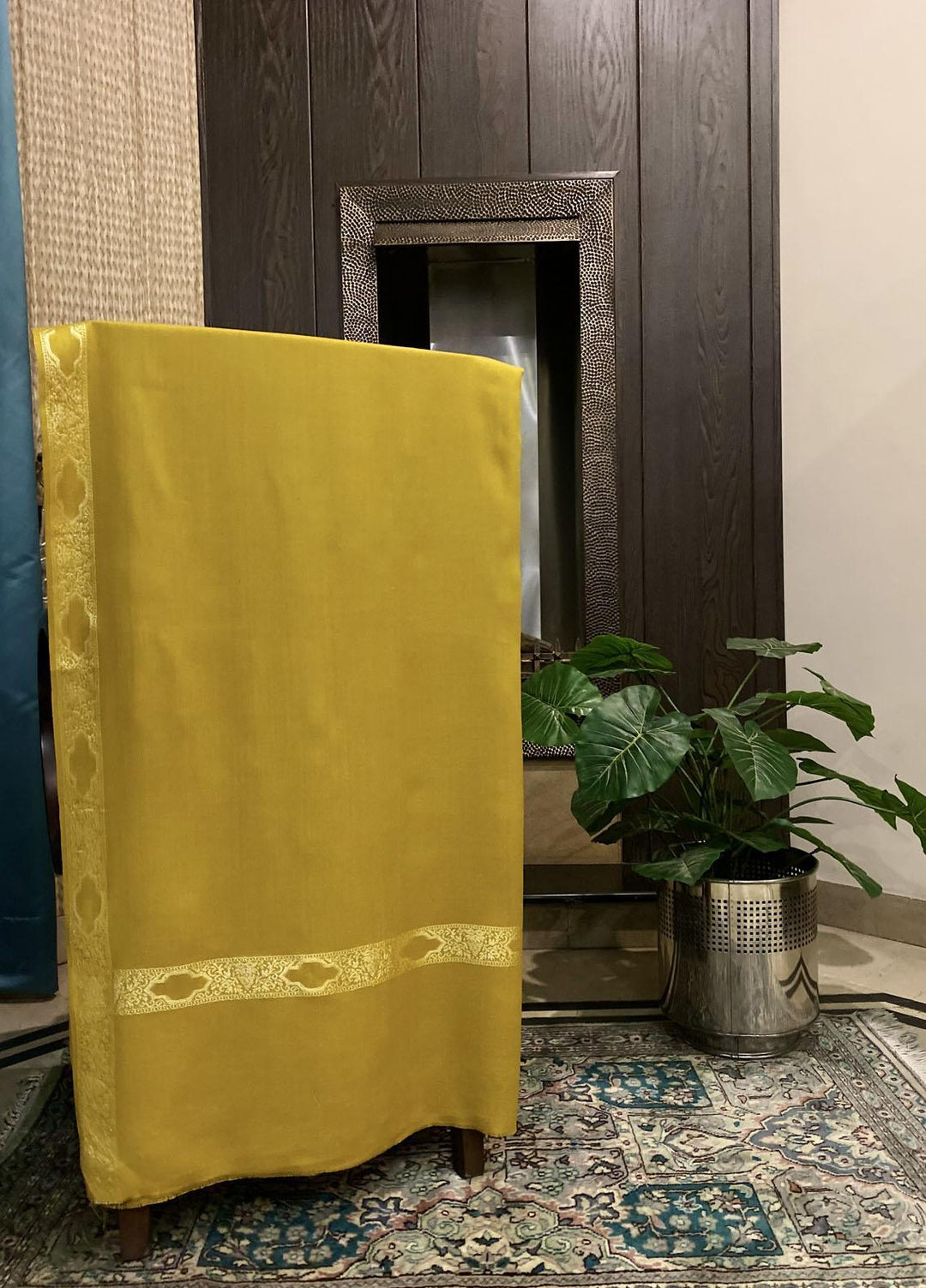 Naaz Couture Zari-34 Mustard Wool Pashmina Shawl - Winter Wool Shawls