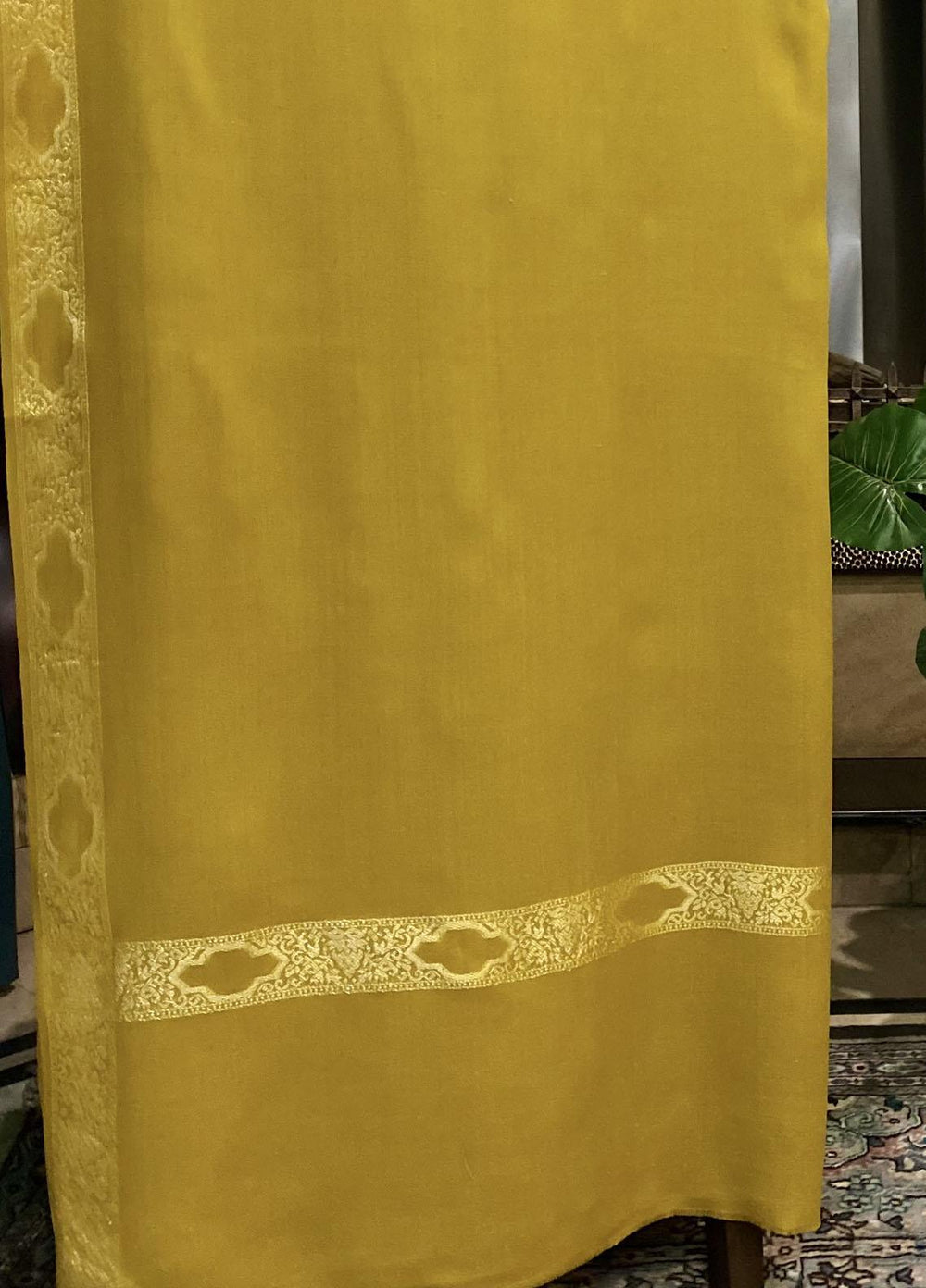 Naaz Couture Zari-34 Mustard Wool Pashmina Shawl - Winter Wool Shawls