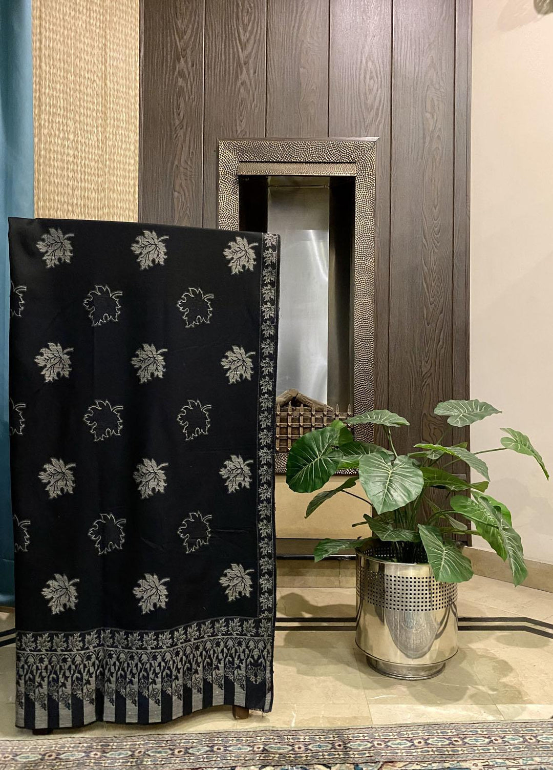 Naaz Couture  Wool  Shawls Zari-12 Black Turkish Wool-2 - Winter Wool Shawls