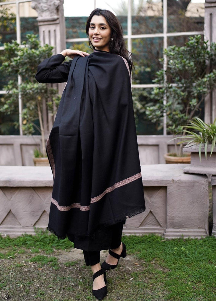 Naaz Couture    Black Pure Pashmina Wool Border - Women Shawls
