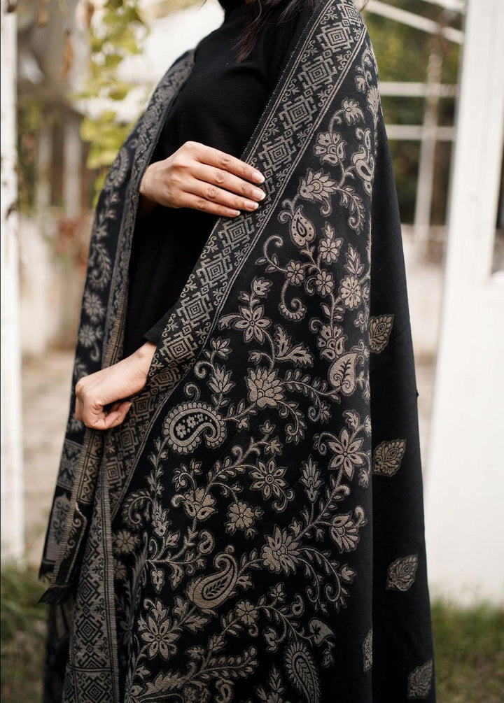 Naaz Couture    Black Printed Indian Pashmina - Women Shawls