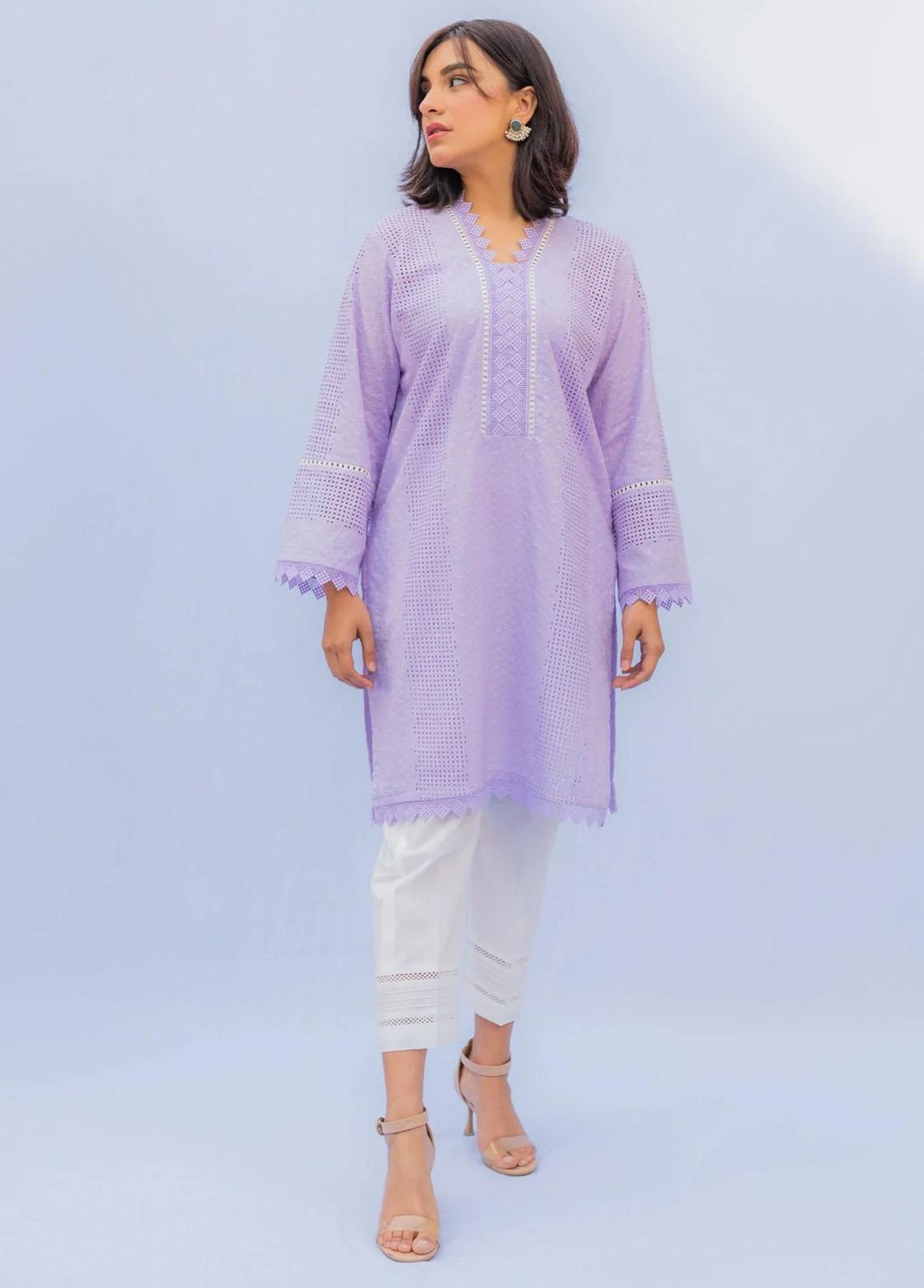 Naaz Couture Pret Casual Lawn Kurti NC22NK Lilac Chikan Shirt