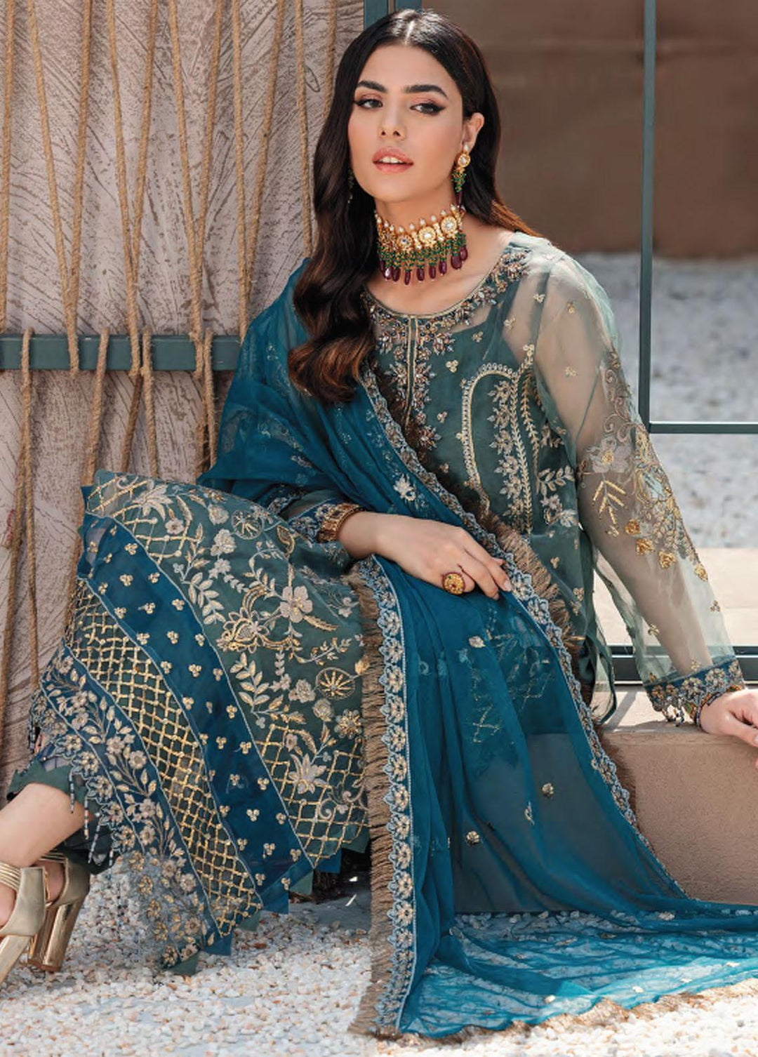 Nafasat By Emaan Adeel Embroidered Organza Suits Unstitched 3 Piece EA22N NF-01 - Formal Collection