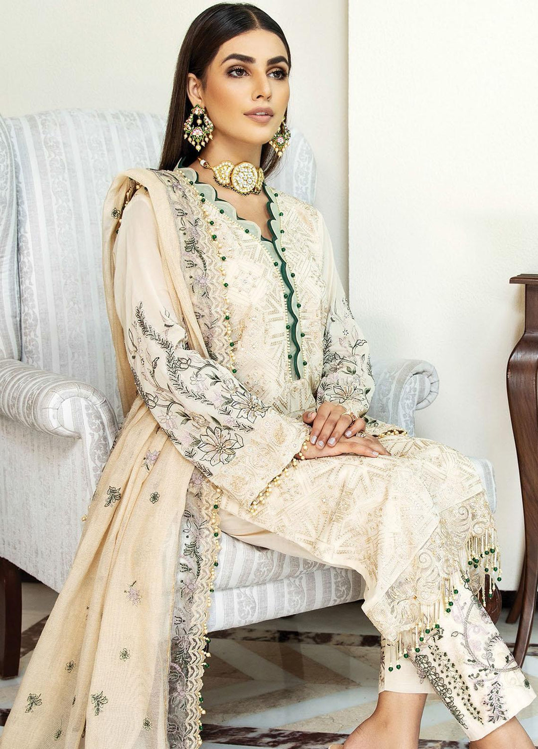 Nafasat by House of Nawab Embroidered Lawn Suits Unstitched 3 Piece HON21NF 04 RAFIQA - Luxury Collection