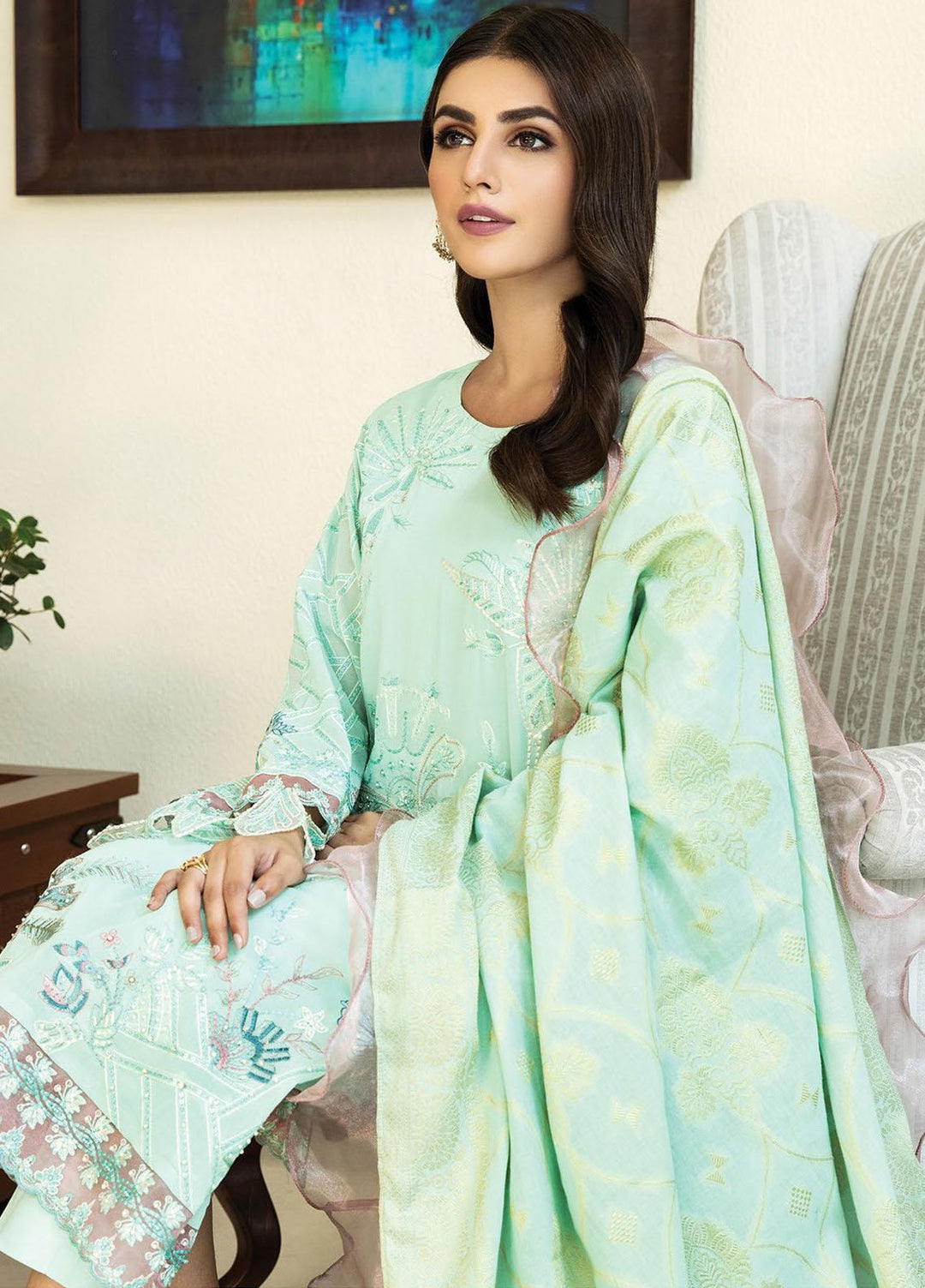 Nafasat by House of Nawab Embroidered Lawn Suits Unstitched 3 Piece HON21NF 05 RAIFAH - Luxury Collection