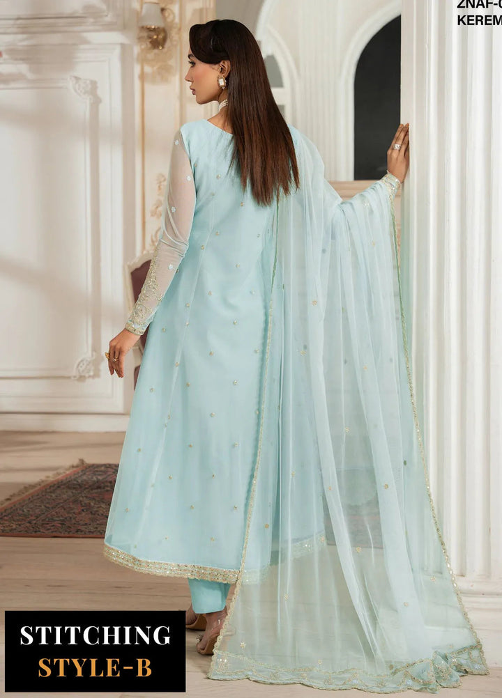 Nafees by Zarif Embroidered Net Suit Unstitched 3 Piece ZR25UF ZNAF-04 Kerem - Formals Collection