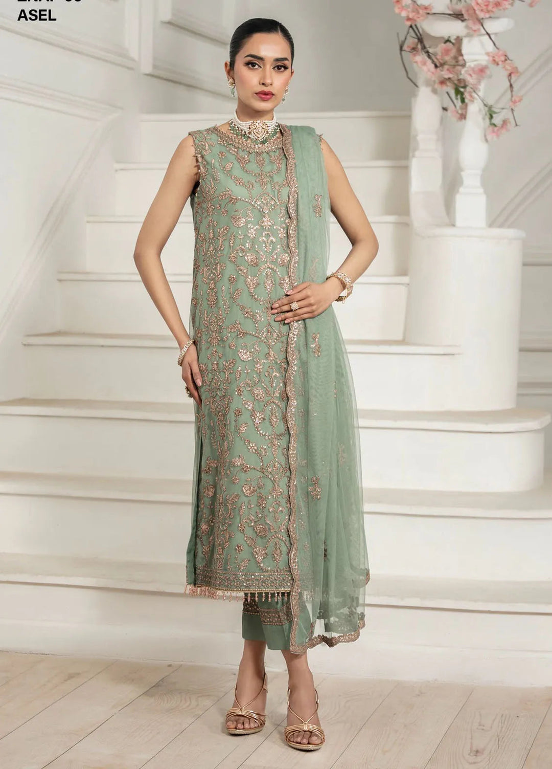 Nafees by Zarif Embroidered Net Suit Unstitched 3 Piece ZR25UF ZNAF-06 Asel - Formals Collection