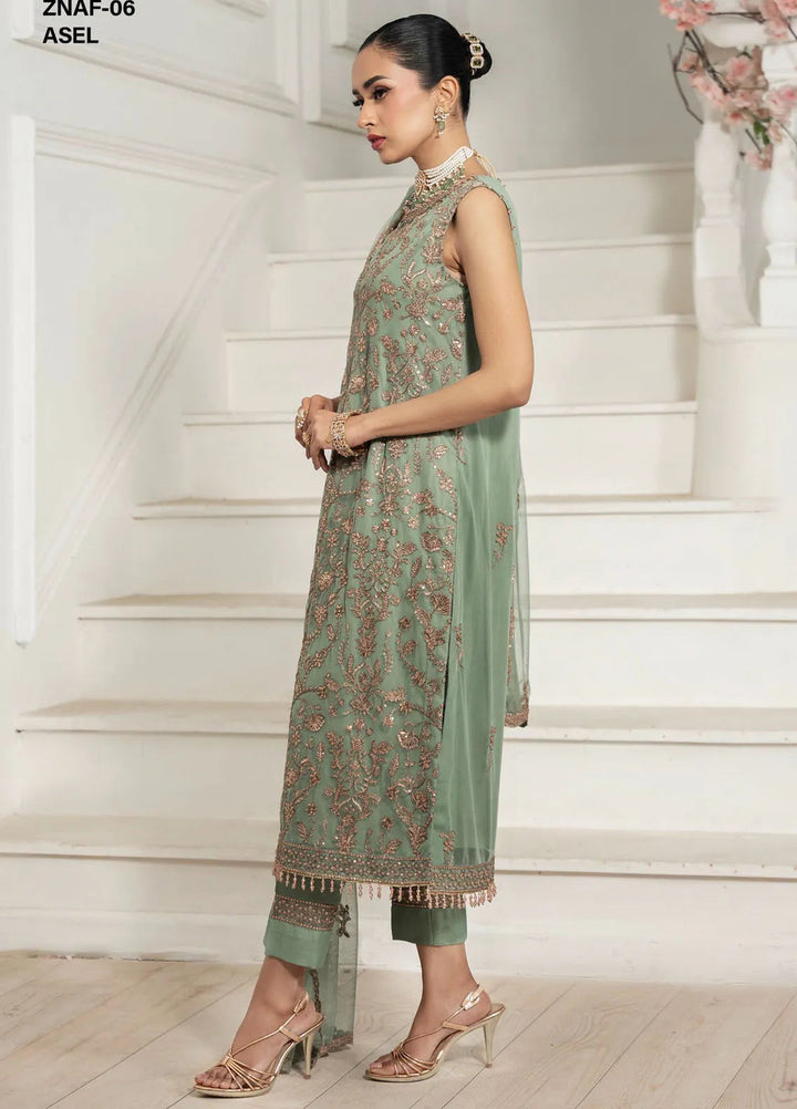Nafees by Zarif Embroidered Net Suit Unstitched 3 Piece ZR25UF ZNAF-06 Asel - Formals Collection