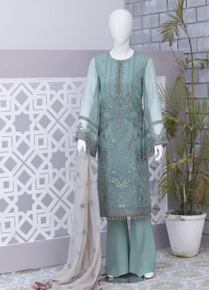 Flossie Embroidered Chiffon Suits Unstitched 3 Piece FS23NF N-701 Parasailing - Festive Collection
